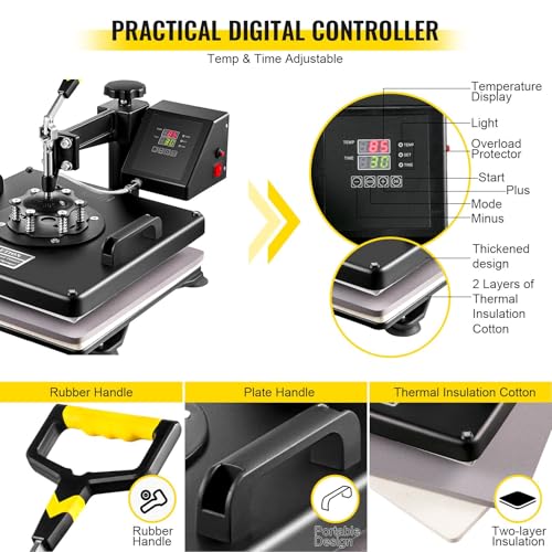 8 in 1 Heat Press 15"x15" Sublimation Machine + 53" Vinyl Cutter/Plotter Cutting CooFel