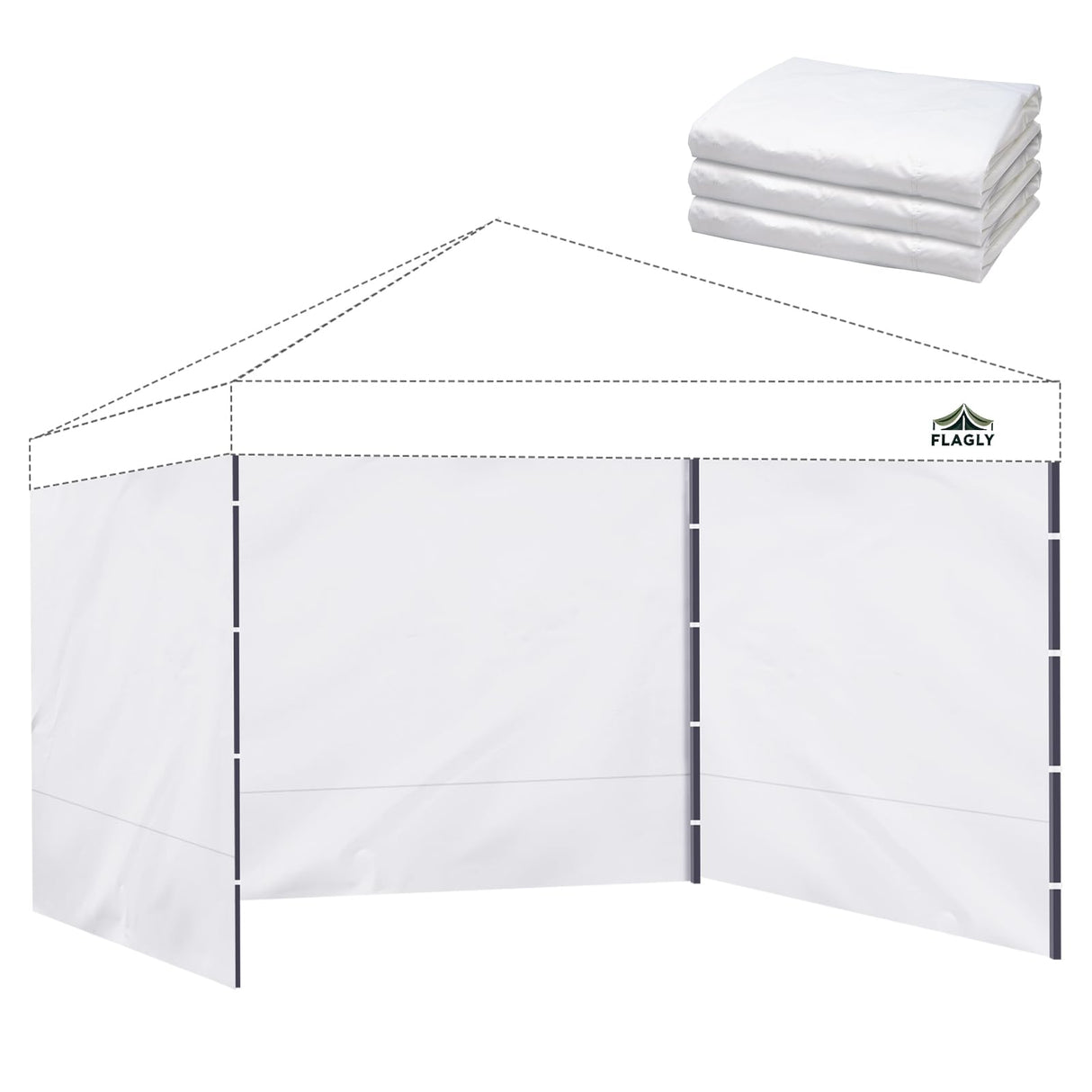 Instant Canopy Sidewalls for 10x10 Pop Up Canopy Tent, 300D Waterproof Material for Outdoor Events, Vendor Booths, and Privacy (Sidewalls Only, Canopy Not Included) (3 PCS) FLAGLY