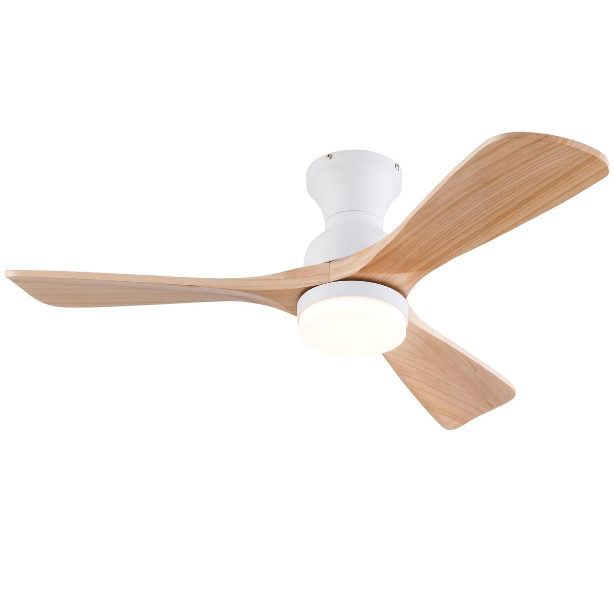 XBIBI 42 Inch Low Profile Ceiling Fan with Light and Remote, 6 Speeds DC Motor Flush Mount Ceiling Fan, 3 Color Temperatures Wood Hugger Ceiling Fans with Lights, Indoor Outdoor Ceiling Fans XBIBI