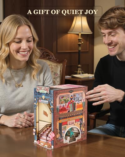 Rolife Book Nook Kits DIY 3D Wooden Puzzle for Adults 10" Subway Urban Street Scene Decorative Bookends Bookshelf Insert Decor Creative Chirstmas Thanks Giving Gift for Men Women