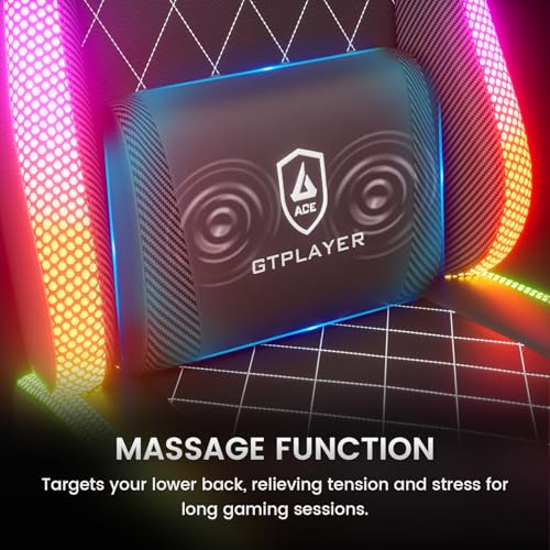 GTPLAYER RGB Ergonomic Gaming Chair with Massage, Footrest, LED Lights, Lumbar Support - Computer Chair with Linkage Armrest, Video Game Chairs PC Game Chairs for Adults GTPLAYER