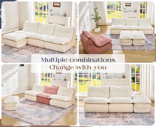 Hobestluk Sofa Couch Foam Sofa for Small Spaces Comfy Sofas with Footrest Couch Recliner Small Sofas for Living Room, Bedroom, Apartment (White)