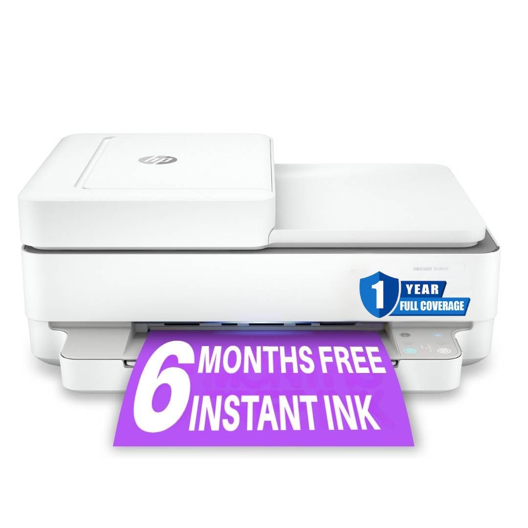 HP Envy 6458e All-in-One Wireless Color Inkjet Printer, Print Copy Scan - 10 ppm, 4800 x 1200 dpi, Auto 2-Sided Printing, 35-Sheet ADF, Dual-Band WiFi, Instant Ink Ready, White (Renewed) HP