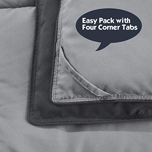 HIG 3pc Gray Twin/Twin XL Comforter Set - All Season Reversible Down Alternative Comforter with Two Sham - Quilted Duvet Insert with Corner Tabs - Box Stitched Blanket - Breathable, Soft HIG