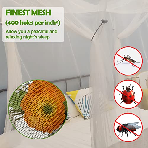 Aventik EDSRDLUZ 400 Fine Meshes Luxury Mosquito Large Square Net for Single to King-Sized Beds, 2 Side Openings & 8 Hanging Loops Decorative Rectangular Shape for Home & Travel Aventik