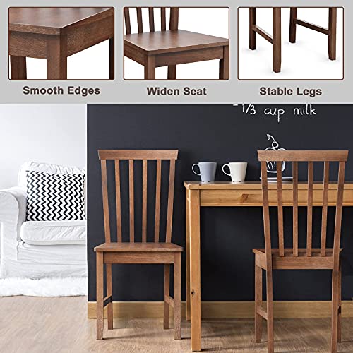 Giantex Wood Dining Chair Set of 4, Farmhouse Wooden Dining Side Chair with High Slat Back, Rubber Wood Legs, Armless Kitchen Chairs, Wood Dining Room Chairs Giantex