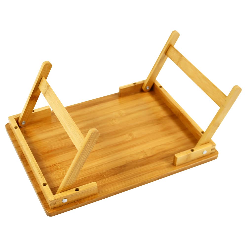 WKWKER 100% Bamboo Laptop Desk Flat Surface Lap Stand Table with Folding Legs Portable Table Bed Tray for Workstation Computer Writing Studio (Natural) WKWKER