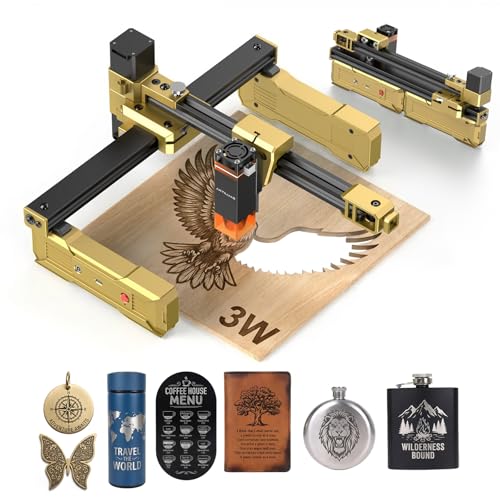 Artilume T1 Foldable Laser Engraver, Portable Engraving Machine with 0.01mm Accuracy, 200x150mm Working Area for Wood, Leather, Acrylic, Coated Metal - Ideal for DIY & Small Business (3000mW) Artilume