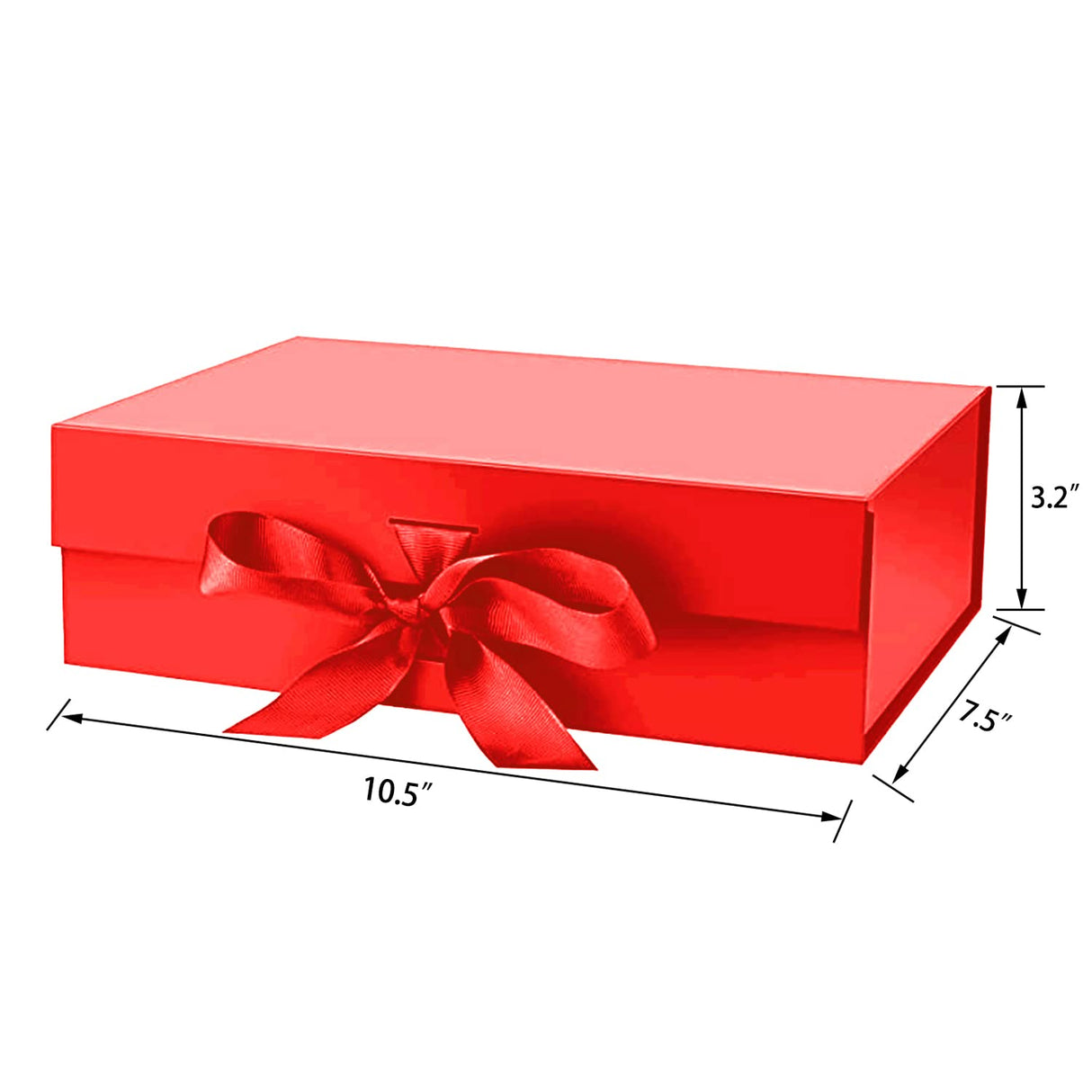 Bobobag 10.5" Large Gift box with Magnetic Lid and Ribbon for Christmas,Valentine's day,Birthdays, Bridal Gifts,Weddings,DIY and so on (Large, Red) Bobobag