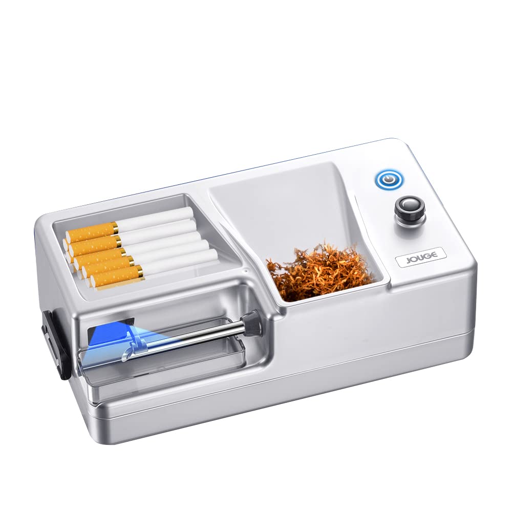 Electric Cigarette Injector Machine Rechargeable Cigarette Rolling Maker Infrared Sensing Portable Tobacco Injector Household Automatic Rolling Machine 6.5mm Tube (Silver) Malisseladi