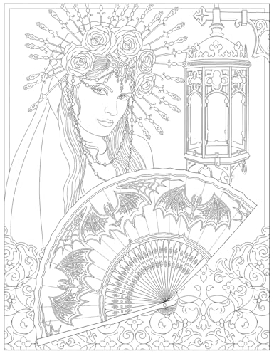 Creative Haven Gothic Fantasy Coloring Book; Skulls, Spiders, Graves, Bats, Cats, Ravens and Other Creepy Images to Color! (Adult Coloring Books: Fantasy) WoodArtSupply