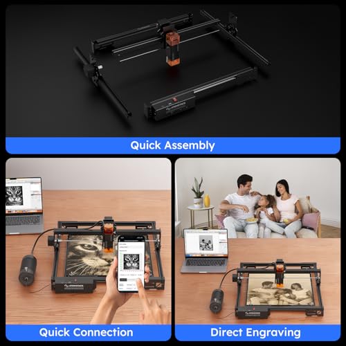 ATOMSTACK 10W Laser Engraver, A10 PRO V2 Laser Cutter, 0.06mm High Accuracy Laser Engraving Machine for Wood and Metal, Dark Acrylic, Glass, Leather ATOMSTACK
