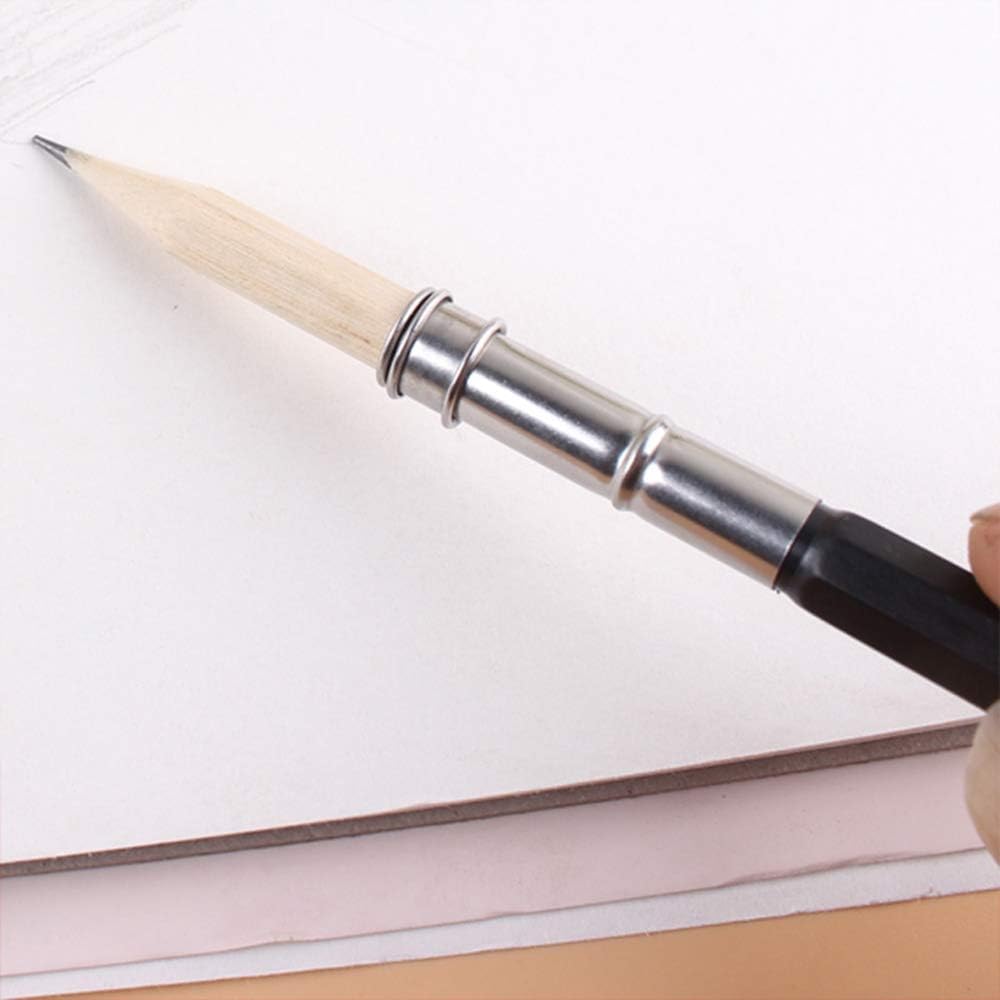 Sluswallow 2 Pcs Useful Stainless Steel Dual Head Pencil Extender Holder Double-Headed Pencil Stationery Accessories for Stationery Desk Supplies Holders and Dispensers Sluswallow