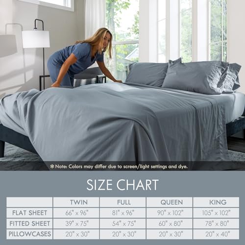 ClevaHome Queen Size Sheet Set - 6 Piece Soft Breathable Luxury Bed Sheet Set - Shrinkage & Fade Resistant Embroidered Bedding Sheet with Deep Pocket, 2 Extra Pillowcases (Queen, Quarry) Cleva
