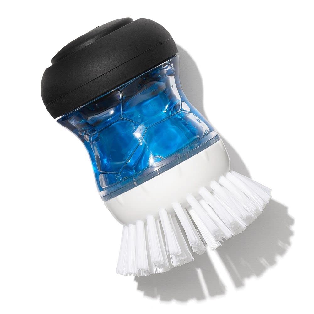 OXO Good Grips Soap Dispensing Palm Brush, Black/Clear/White OXO