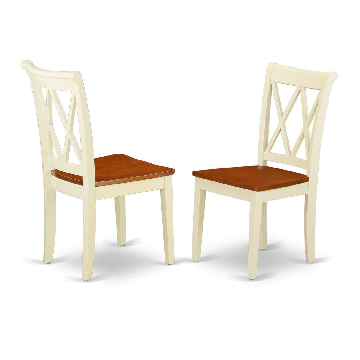 East West Furniture ANCL3-BMK-W 3 Piece Dining Table Set for Small Spaces Contains a Round Kitchen Table with Pedestal and 2 Dining Chairs, 36x36 Inch, Buttermilk & Cherry East West Furniture