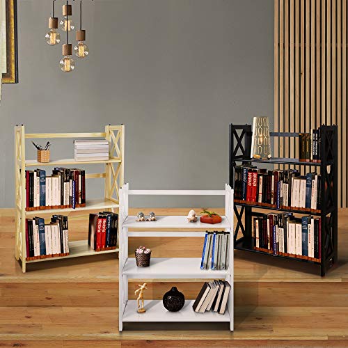 Casual Home Montego 3-Shelf Folding Bookcase, Natural , 27.5" Wide Casual Home