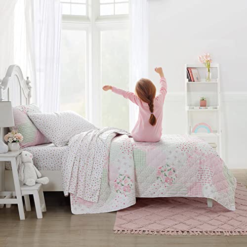 Laura Ashley Kids - Twin Quilt Set, Reversible Kids Bedding with Matching Sham(s), Ideal for Toddler Bedding Set, Ideal Girl Room Essentials, Coquette Room Decor (Ellyn Pink, Twin) Laura Ashley