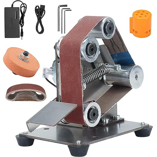 Baisiky Mini Belt Sander-Electric Bench Grinder Grinding Machine, 7 Adjustable Speed Grinder Polisher Knife Sander Tool for DIY Woodworking, Metal, Baisiky