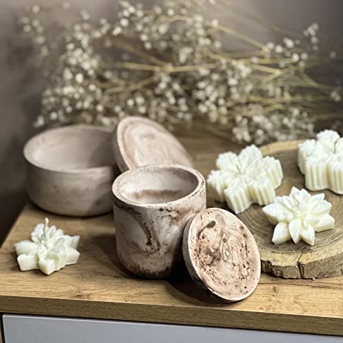 LSLEVA Storage Box with Lids Candle Jar Molds Set, Creative Silicone Candle Vessels Pot Molds, Concrete Round Stripe with Cover Bottle Making Moulds for Storage Candle Holder (A)