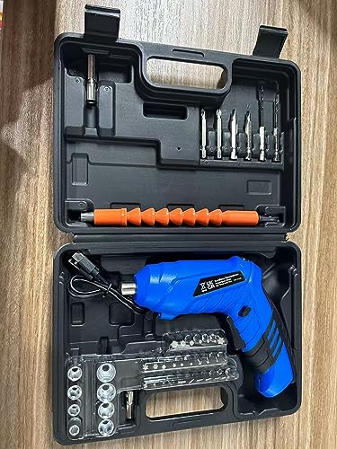 MQFORU Cordless Screwdriver, 47 in 1 Electric Screwdriver, Rechargeable 3.6V Portable Cordless Drills Kit, Dual Position Handle with USB Cable LED Light for Home Office DIY Tools MQFORU
