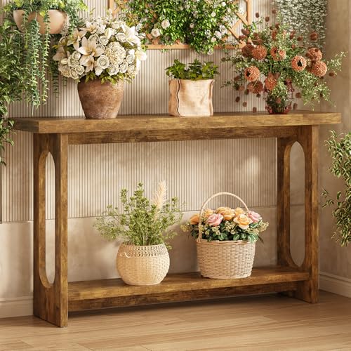 Tarnorci Farmhouse Console Table, 55inch Wood Vintage Console Table Narrow Sofa Tables Hallway Tables for Entryway, Living Room, Foyer Tarnorci
