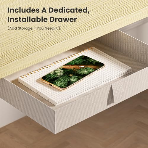 WALKINGDESK Standing Desk, 4-Leg Pneumatic Adjustable Desk for Walking Pad Treadmill - Stable No Wobble Fixed Frame, 40” Computer Desk with Fabric Drawer for Home Office, Gaming Desk, Oak WALKINGDESK