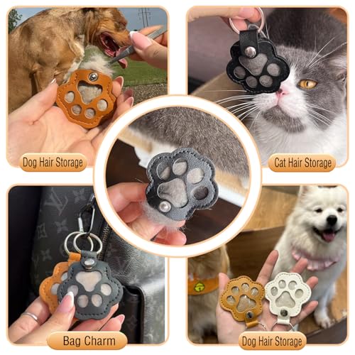Aypvora Cat Dog Hair Storage Keychain, Cat & Dog Lovers Gifts, Pet Hair Keychain, Fur Keepsake Keyring - Pet Memorial Gifts
