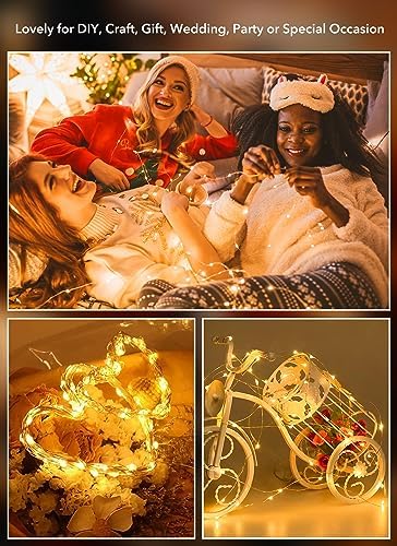 Brightown 12 Pack LED Fairy Lights Battery Operated String Lights - 7ft 20LED Waterproof Silver Wire Firefly Starry Moon Lights for DIY Crafts Wedding Table Centerpieces Party Bedroom Christmas Brightown