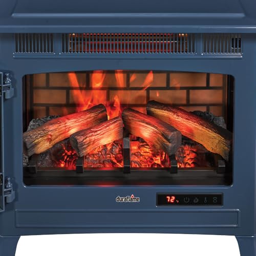 duraflame Freestanding Electric Fireplace Stove Heater with 3D Flame Effect for 1,000 Sq. Ft. Room, Navy Duraflame