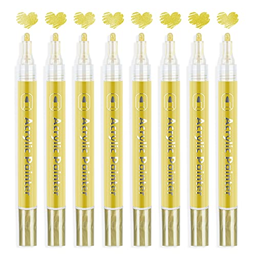 AKARUED Black Acrylic Paint Markers: 8 Pack Black Paint pen, Acrylic Black Paint Marker for Rock Painting, Stone, Wood, Glass, Metallic, Ceramic, Graffiti, Paper, Drawing, Water-Based Paint pens Sets AKARUED