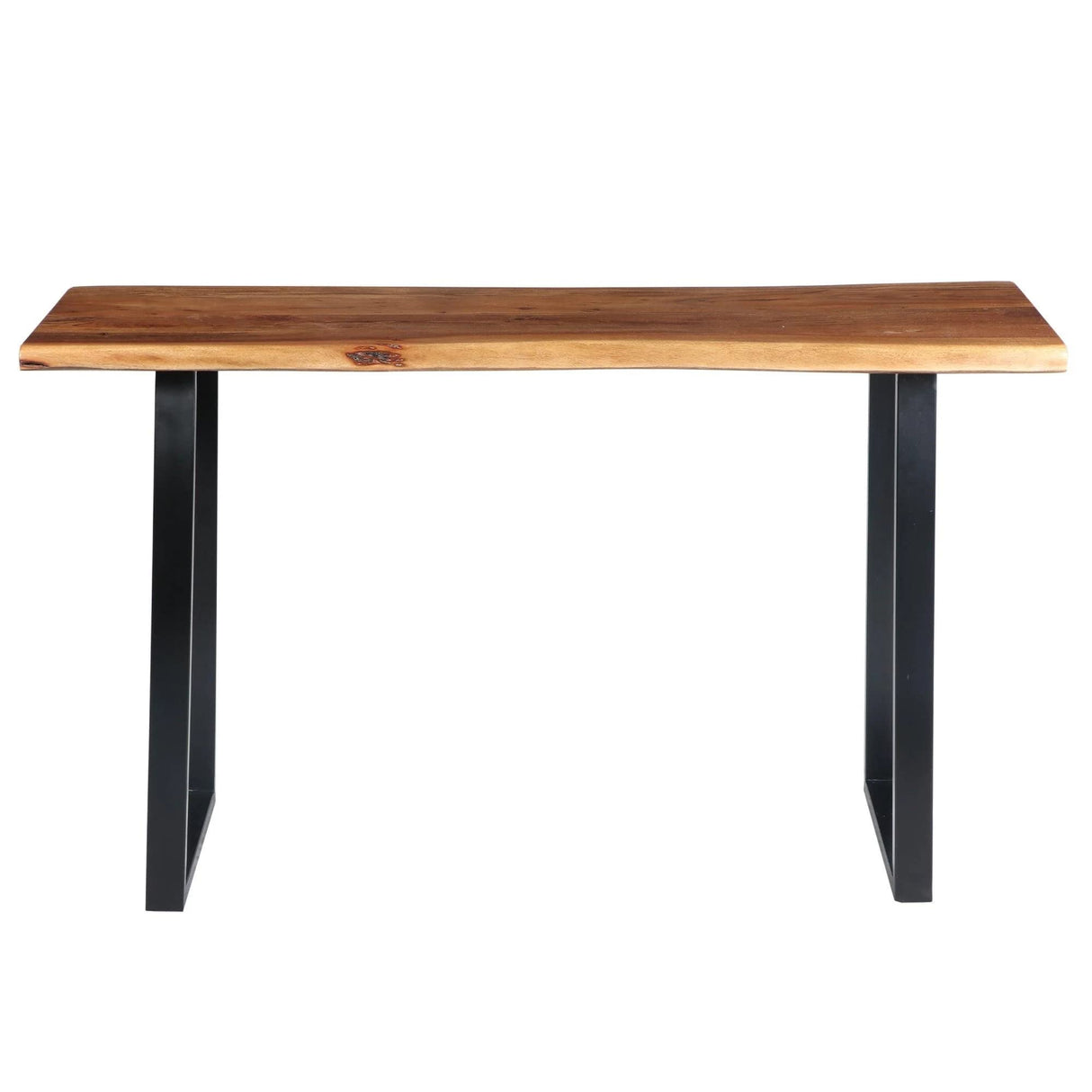 The Urban Port Tup 195122 Industrial Wooden Live Edge Desk with Metal Sled Leg Support, Brown and Black TUP THE URBAN PORT