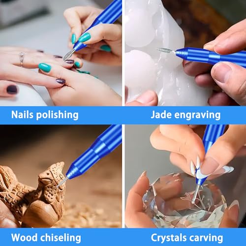 FOLAI USB Rechargeable Engraving Pen - Versatile Customizer Engraver Tool for Jewelry, Wood, Metal,Plastic,Glass,Stone,Manicure & More -Portable, Ideal for DIYers (Blue) FOLAI