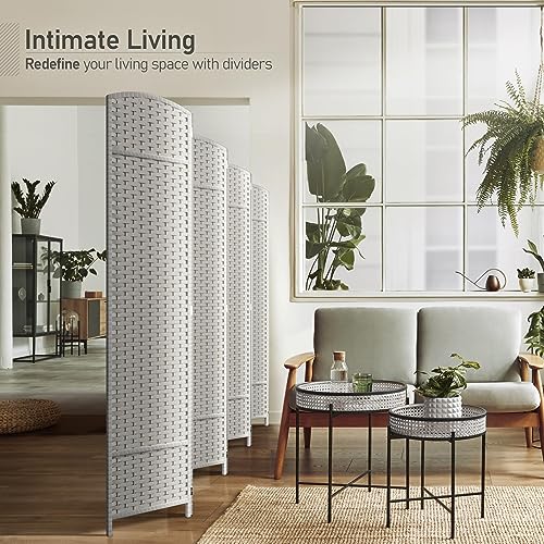 Sorbus 8 Panel Room Divider 6 ft. Tall - Privacy Screen, Extra Wide Double Hinged Panels, Mesh Hand-Woven Design, Partition Room Dividers and Folding Privacy Screens, Wall Divider for Room Separation Sorbus