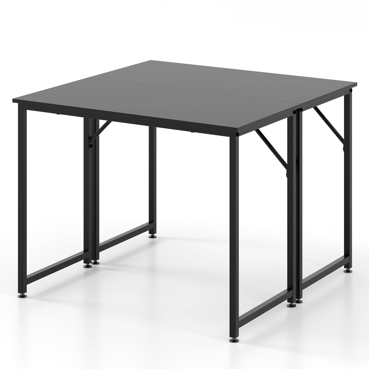 Giantex 6.5 FT Small Conference Table, 2 PCS 40" x 19.5" Rectangular Meeting Table with Heavy-duty Metal Frame, Modern Simple Office Computer Desk, Space Saving Design Desk for 4 People, Black Giantex