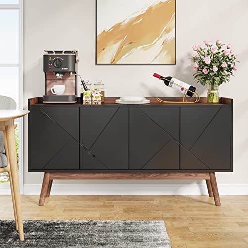 Tribesigns Sideboard Buffet Cabinet with Storage 55" Black Kitchen Sideboard Cabinet, Wood Coffee Bar Cabinet with Doors, Accent Sideboard Cabinet, Console Table Cabinet for Dining Room Living Room Tribesigns