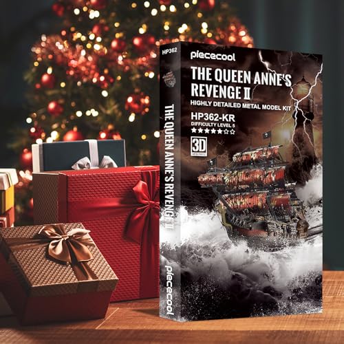Piececool 3D Metal Puzzles for Adults, Red Queen Anne's Revenge Pirate Ship Model Kits, 3D Watercraft Model Building Kit, DIY Craft Kits Difficult 3D Puzzles for Family Time