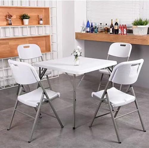 Lakhow 34" Square Folding Table with Resin Top, Plastic Folding Card Table with Collapsible Legs for Adults Indoor Outdoor Use, White Lakhow