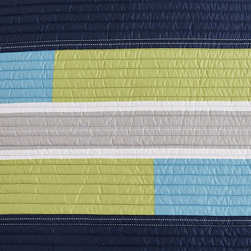Comfort Spaces CS14-0861 2 Piece Quilt Coverlet Bedspread All Season Lightweight Hypoallergenic Pipeline Colorblock Kids Bedding Set, Twin/Twin XL, Pierre Navy/Blue Stripe Comfort Spaces