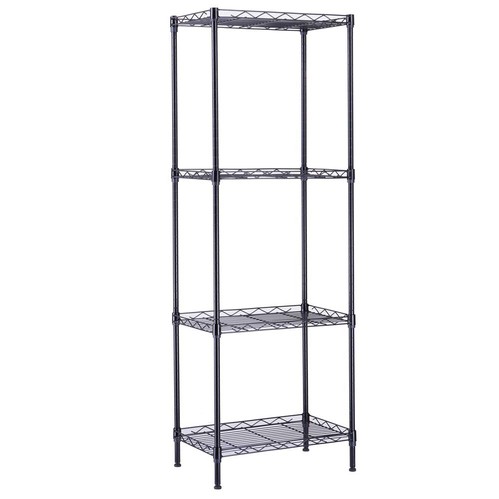 Shyneer 4-Tier Wire Shelving Unit Metal Storage Rack,4-Shelf Shelving Unit, Steel Wire Shelves, Shelving Units and Storage for Kitchen and Garage (17.72 x 11.81 x 49.6'') Black Shyneer