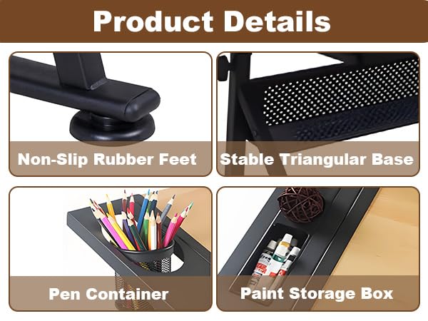 Suuiwau Height Adjustable Drafting Table,Art Desk Drawing Table with 0-80° Tilting Tabletop,Artist Table Diamond Painting Table Craft Work Station with Storage Drawers for Kids Adults Suuiwau