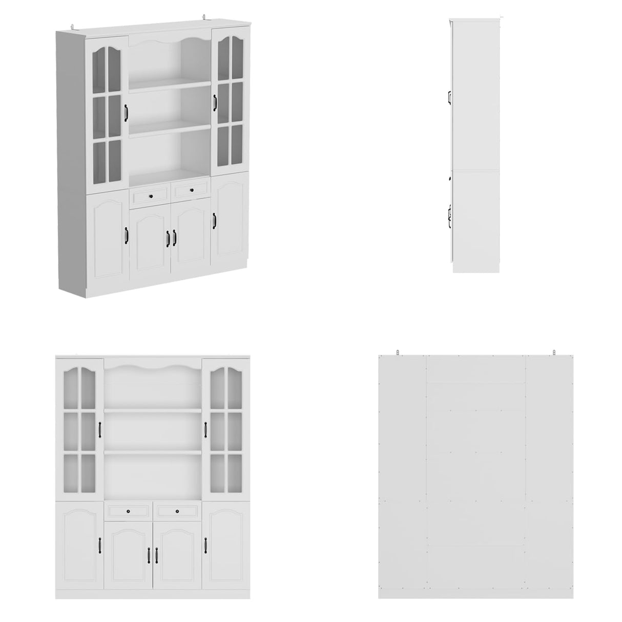 Elegant White Tall Bookcase with Glass Doors & 14 Compartments for Stylish Storage Homsee