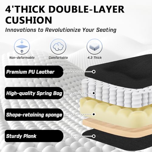 400lbs Executive Office Chair with Foot Rest for Heavy People, Ergonomic Big and Tall Desk Chair with Adjustable Headrest, High Back PU Leather Comfy Heavy Duty Computer Chair with Spring Cushion WAILOR