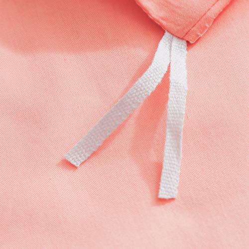 SUSYBAO 100% Cotton Duvet Cover Twin 2 Pcs Set 1 Princess Single Pink Duvet Cover with Zipper Ties 1 Pillow Sham Solid Color Peach Pink Bedding Set Soft Breathable SUSYBAO