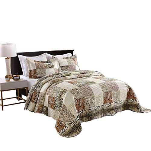 MarCielo 3 Piece Quilted Bedspread Leopard Print Quilt Quilt Set Bedding Throw Blanket Coverlet Animal Print Bedspread Ensemble Cheetah King Oversize(Cal King) MarCielo