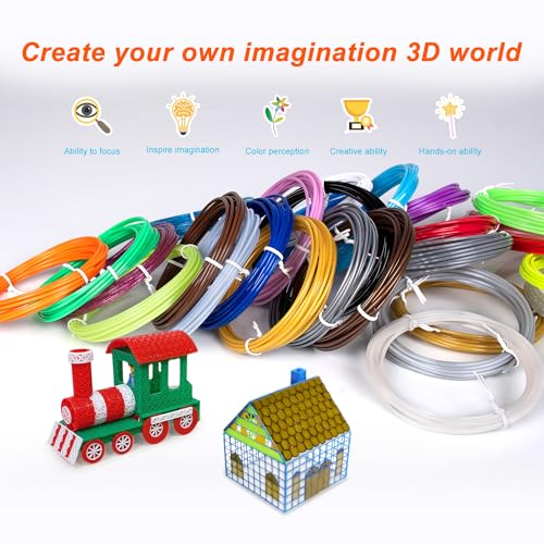 Kretrum 3D Pen Filament Refills 40 Colors, 3D Printer PLA 1.75mm Filament,Each Color 3M, Total 120M (394 Feets), Sparkly Glitter Transparent Glowing Filament, Compatible with MYNT3D SCRIB3D 3D Pens Kretrum