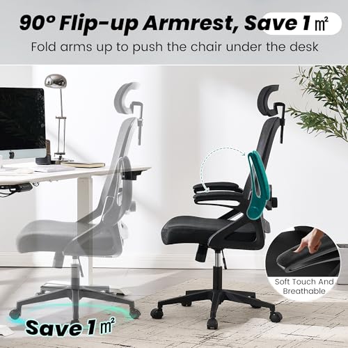Fizzin Ergonomic Office Chair, 400 LBS Computer Chairs with Adjustable Lumbar Support, Breathable Mesh Desk Chair Ergonomic with Thickened Cushion, Comfy Home Office Desk Chair (Black) Fizzin