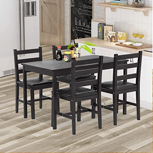 Hudada Dining Table Set for 4, 5 Piece Kitchen Table Set, Kitchen Table and Chair for 4 Person, Breakfast Table Set Small Dining Room Table Set for Home Kitchen Living Room Restaurant, Brown Hudada
