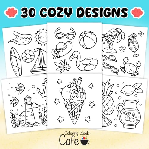Cozy Summer: Bold & Easy Coloring Book for Adults and Teens Featuring Fun Summer Designs for Stress Relief and Relaxation (Bold and Easy Coloring Books) WoodArtSupply