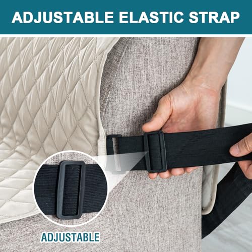 Turquoize 100% Waterproof Futon Cover Futon Slipcover Washable Armless Sofa Bed Slipcover Protector Seat Width Up to 70" with Adjustable Elastic Strap Anti-Slip for Dogs, Ivory Turquoize